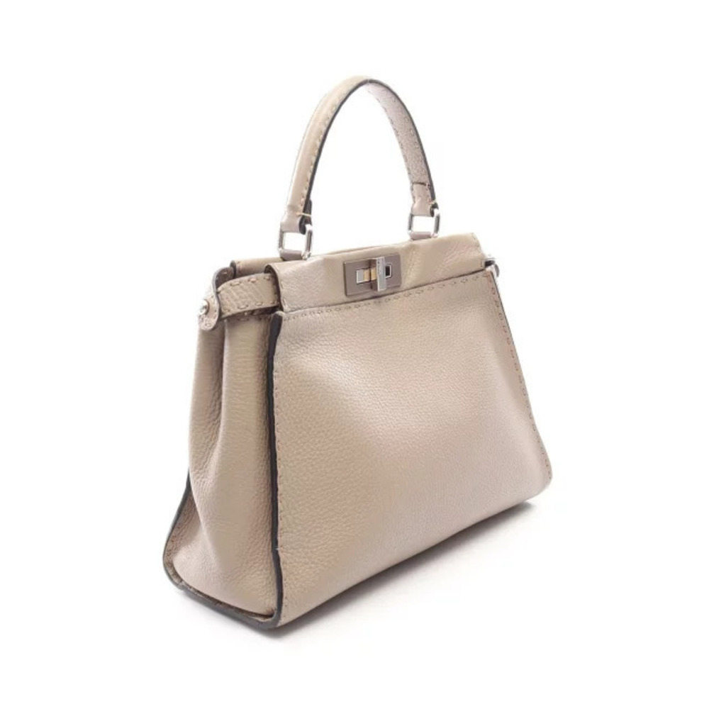 Fendi Beige Regular Leather Cream Handbag Peekaboo Tan Cream
